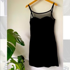 Y2K no boundaries black velvet and mesh cocktail dress